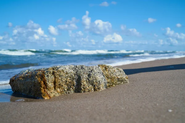 Pedra Praia Costa Polonesa Mar Báltico Perto Rewal — Fotografia de Stock