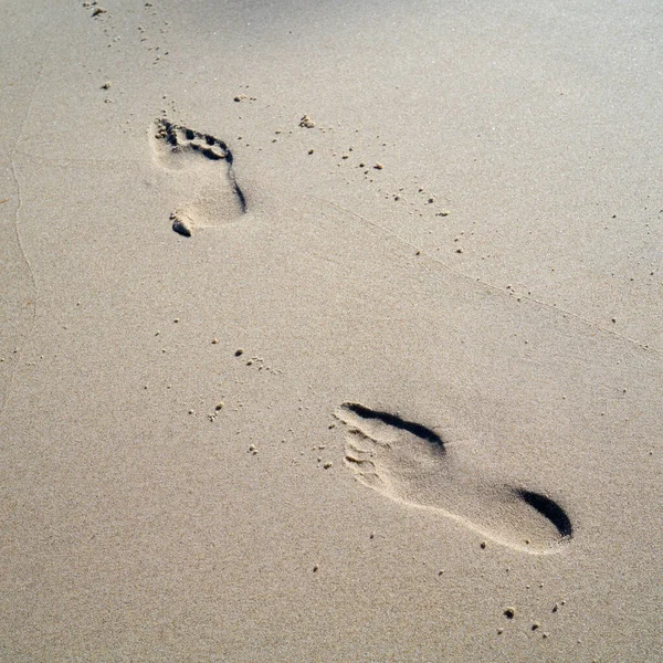 Huellas Playa Costa Polaca Del Mar Báltico Cerca Rewal — Foto de Stock