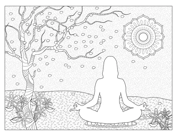 Meditáció színező oldal — Stock Fotó