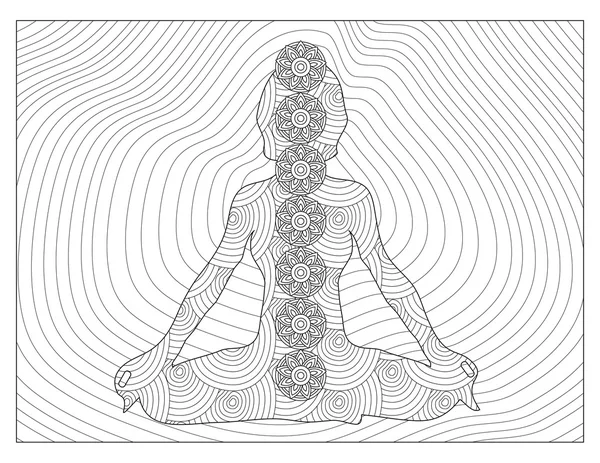 Yoga Chakras colorir página — Fotografia de Stock