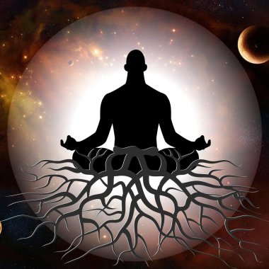 Man Meditating In Grounding clipart