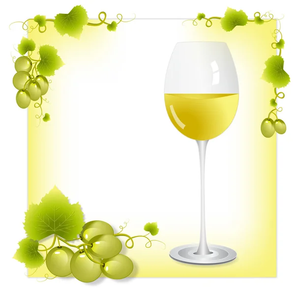 Bicchiere da vino bianco con uva — Foto Stock