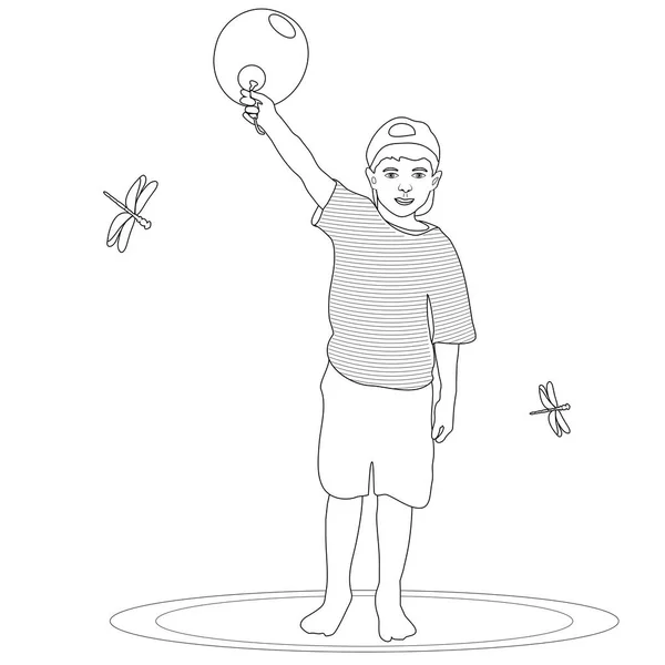Junge mit Luftballon Malseite — Stockfoto