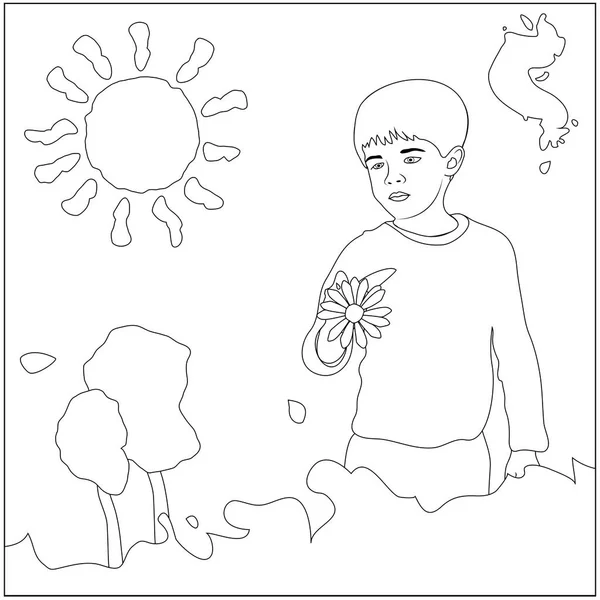 Boy Painting Coloring Page — Stock Photo, Image