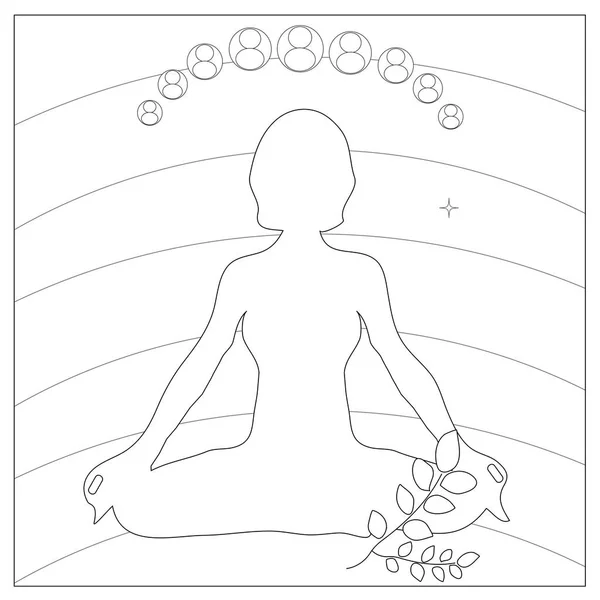 Woman In Meditation Coloring Page — Stock Photo, Image