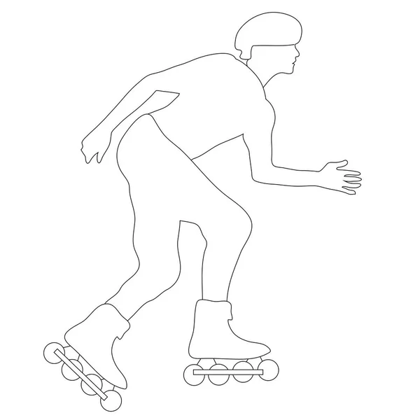 Mann Rollerblading Ausmalseite — Stockfoto