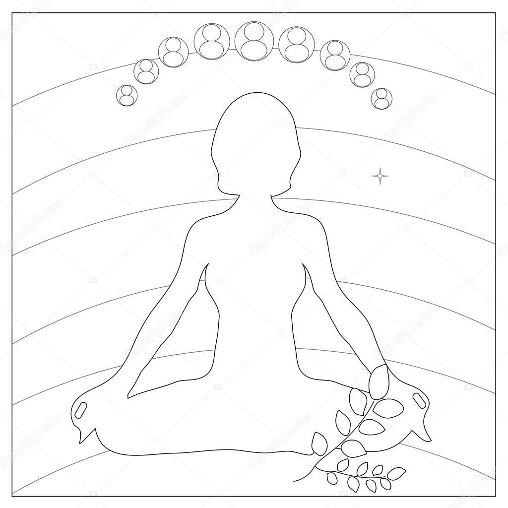 Woman In Meditation Coloring Page
