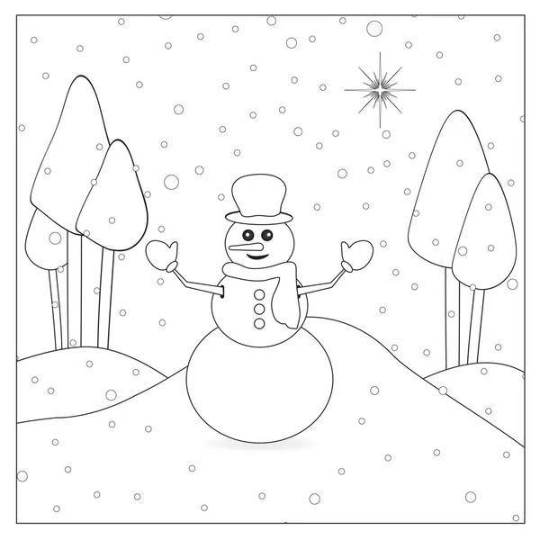 Snowman Coloring Page — Stock Photo, Image