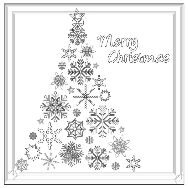 Árvore de Natal Snow Flake Coloring Page — Fotografia de Stock