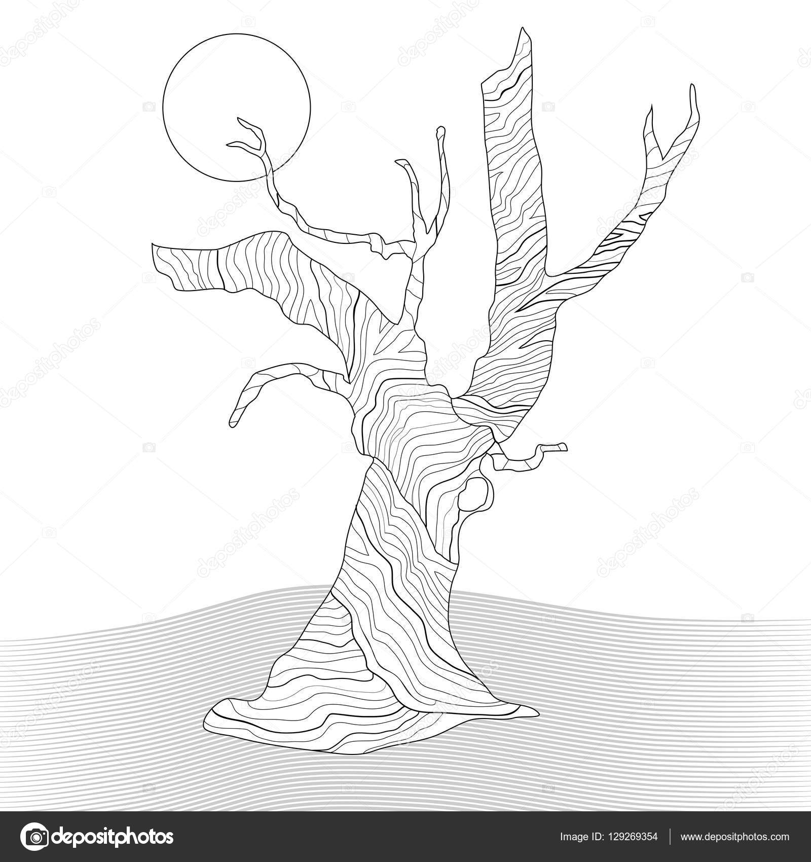 Tree Sketch Coloring Page