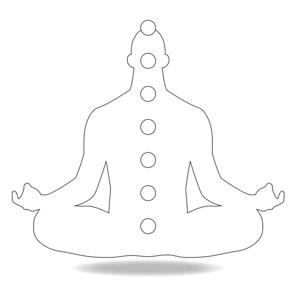 stock image Man Sitting In Meditation Position With Seven Chakras Coloring Page