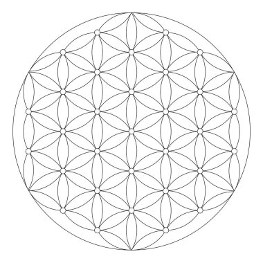 Çiçek hayat sembolü boyama sayfası