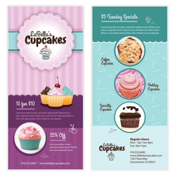 Cupcake Flyer Template Design — Stock Vector