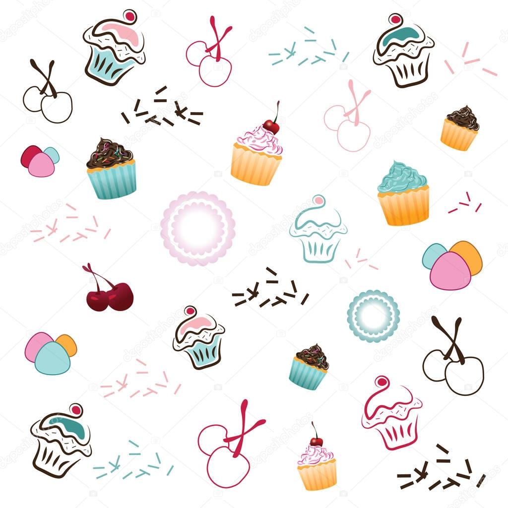 Cupcake Pastry Background & Logo Elements