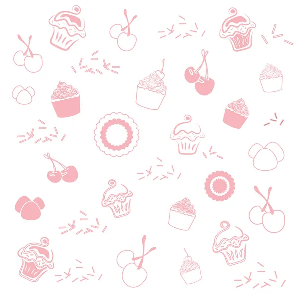 Cupcake Patiserie de fundal și elemente de logo-uri — Vector de stoc