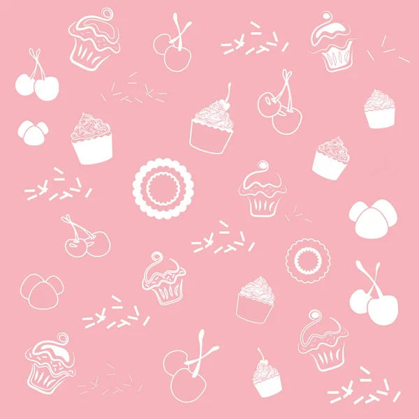 stock vector Cupcake Pattern Against Pink Background
