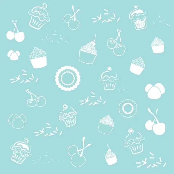 stock vector Cupcake Pattern Against Turquoise Background