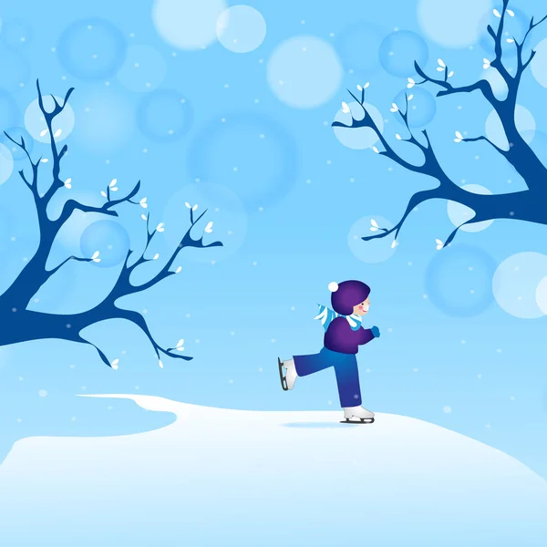 Child Ice Skating In Winter Scene — Stock Photo, Image