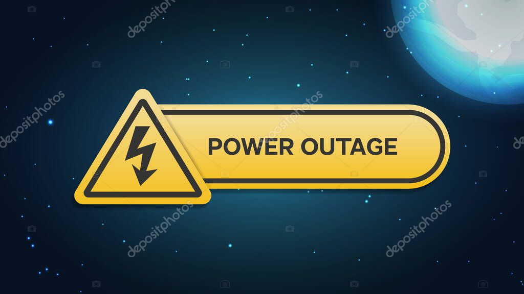 Power Outage Banner With A Warning Sign The One Is On The Background Of The Night City And Bright Moon And Stars Vector Illustration Premium Vector In Adobe Illustrator Ai