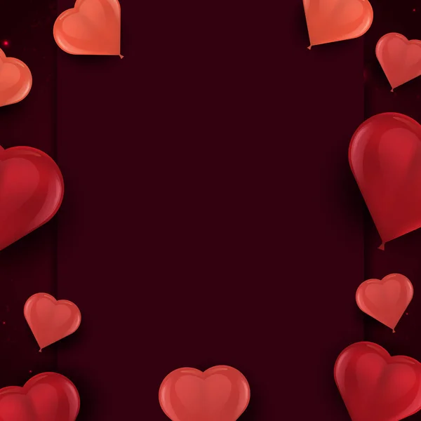 Fond Saint-Valentin avec coeur de ballons 3D et espace vide pour votre texte — Image vectorielle