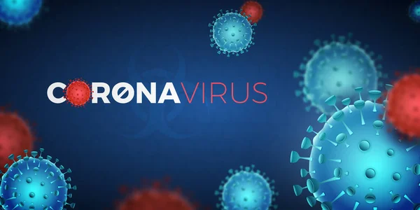 Coronavirus. Virüs. Mavi zemin üzerinde soyut vektör 3d molekülleri. Bilgisayar virüsü, alerji bakterisi, mikrop, sağlık sigortası, mikrobiyoloji konsepti. Hastalık mikrobu, patojen organizması, enfeksiyon.