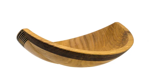 Bol en bois tourné à la main en chêne en forme de bateau — Photo