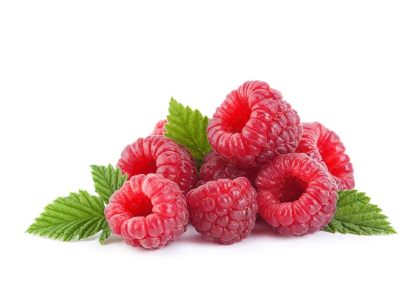 Raspberry fruit with leaf — Stock Photo, Image