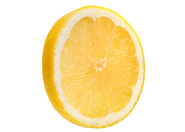 Citron rund skiva på vit — Stockfoto