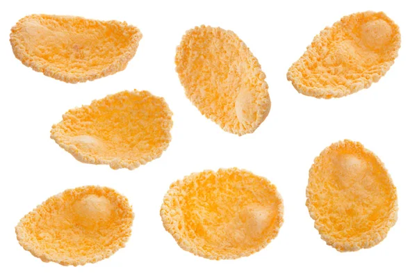 Flocos de milho definido no branco — Fotografia de Stock