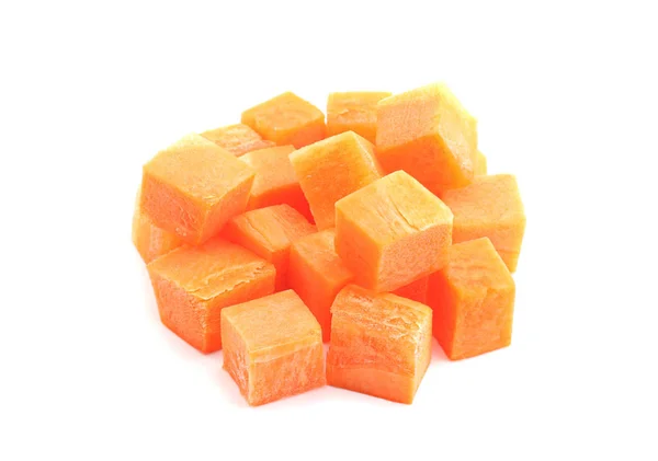 Cubo de verduras de zanahoria en blanco — Foto de Stock