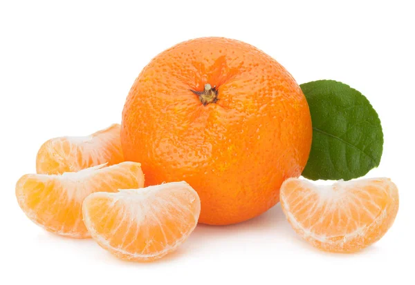Open tangerine fruit on white — Stock Photo, Image