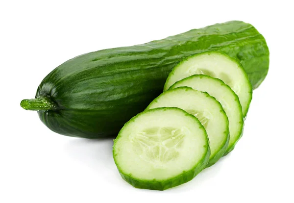 Long cucumber on white — Stock Photo, Image