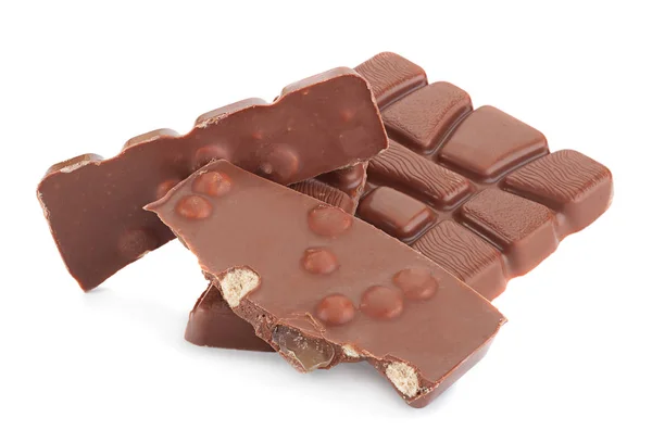 Chocolate block on white — Stock Photo, Image