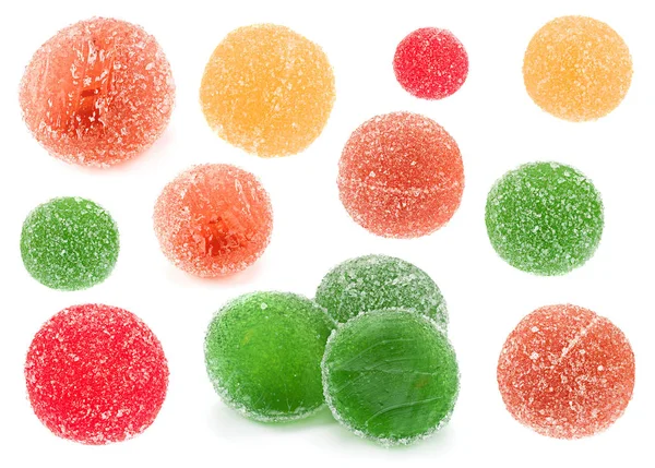 Conjunto de geleia de frutas redondas cristalizadas — Fotografia de Stock