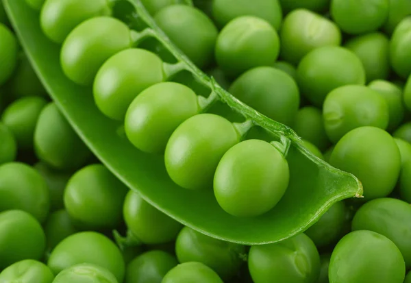 Junge grüne Erbsen Hintergrund — Stockfoto
