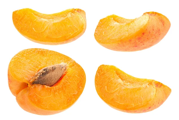 Apricot fruit slice set on white — Stock Photo, Image