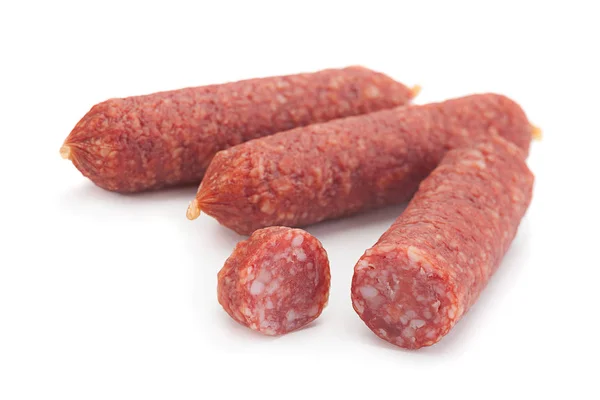 Plasterek kiełbasy salami małe — Zdjęcie stockowe