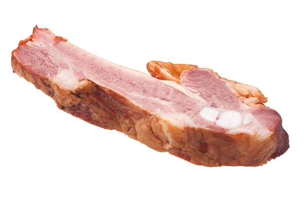 Smoked pork ribs on white — Stock Photo, Image
