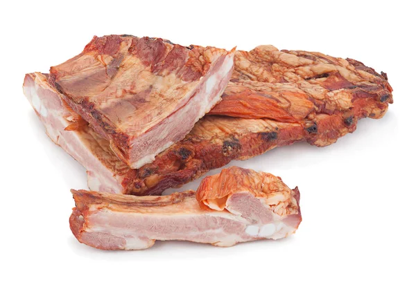 Smoked pork ribs on white — Stock Photo, Image