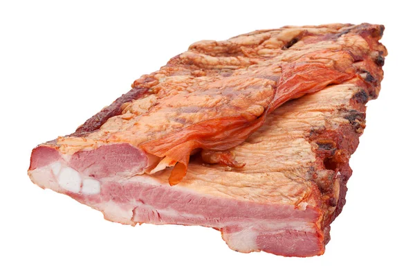 Beyaz üzerinde füme domuz kaburga — Stok fotoğraf