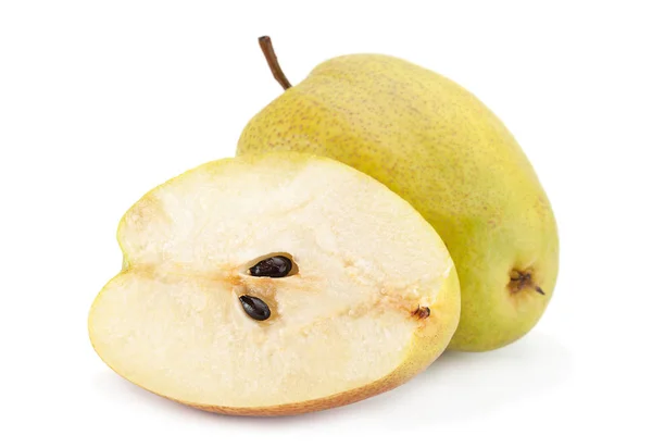 Зрізати фрукти груші на білому — стокове фото