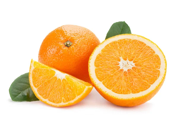 橙柑桔果部分特写在白色上分离 — 图库照片