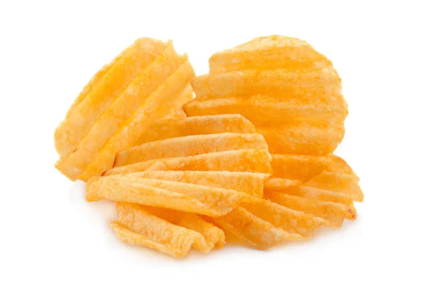 Potato ribbed chips on white — Stock Photo, Image