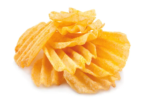 Batata com nervuras chips em branco — Fotografia de Stock