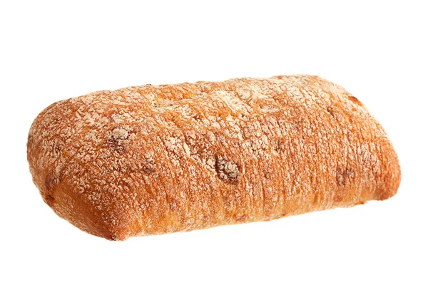 Chiabata chleb drożdżówka na białym — Zdjęcie stockowe