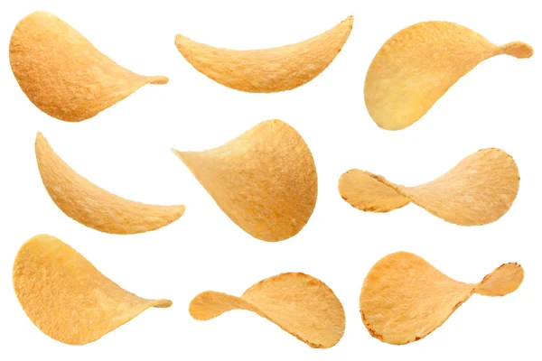 Colección de patatas fritas en blanco — Foto de Stock