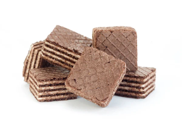 Brown square wafers on white — Stock Photo, Image