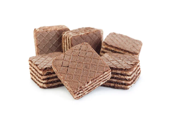 Brown square wafers on white — Stock Photo, Image