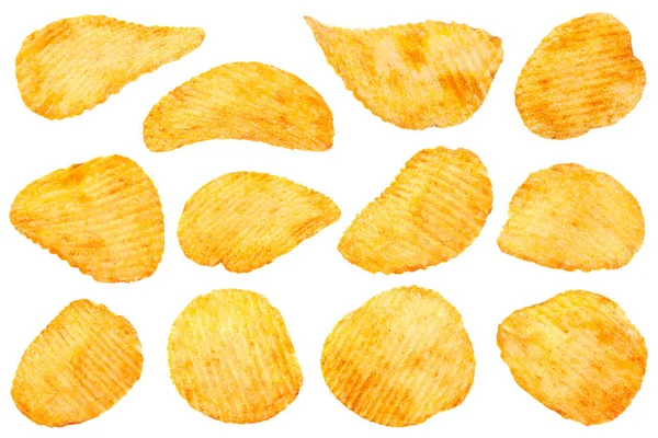 Orange pepper potato chips collection — Stock Photo, Image
