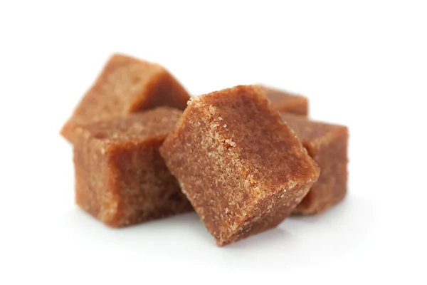 Brown Sugar Cubes Closeup Isolated White Background — Stock Photo, Image